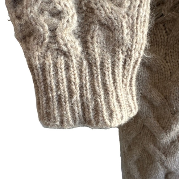 Free People Tan Distressed Alpaca Blend Sweater Sz S - Picture 4 of 9